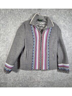 Geiger Collection Women's Long Sleeve Zip Up Jacket Gray Size 42